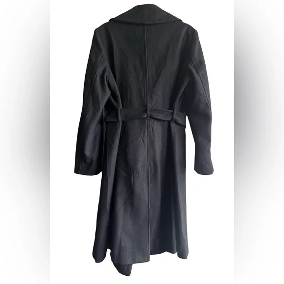 London Fog Black Belted Wool Wrap Coat Size Large. - Picture 3 of 16